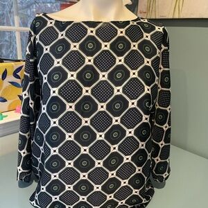 Michael Kors Black and White Boxy Blouse